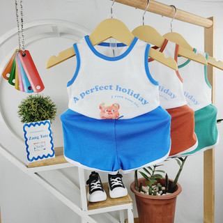 S035 - (6-17kg) Bộ ba lỗ sát nách cho bé trai bé gái hình gấu kem vải cotton cao cấp