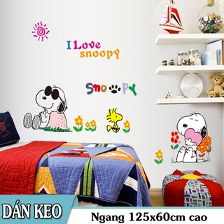 Decal trang trí tường Chó Snoopy đeo kính nghĩ mát