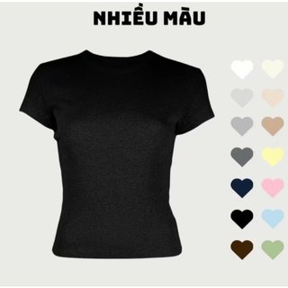 Áo thun gân babytee nữ tay ngắn cổ tròn dáng ôm thời trang AA-0022 - rosa babytee