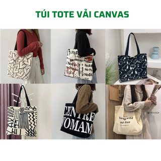 Túi tote vải canvas giá rẻ đeo chéo đi học phong cách hàn quốc - Faco Accessory