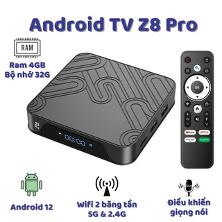 Android Tivi Box Magicsee Z8 pro Ram 4GB Bộ nhớ 32GB Phiên Bản 2024 Tích hợp khiển giọng nói
