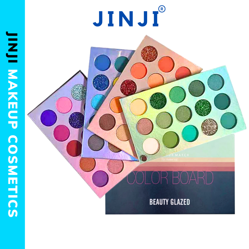 Phấn mắt Beauty Glazed 60 ô Color Board bao gồm 4 bảng nhỏ với đủ tone màu JINJI