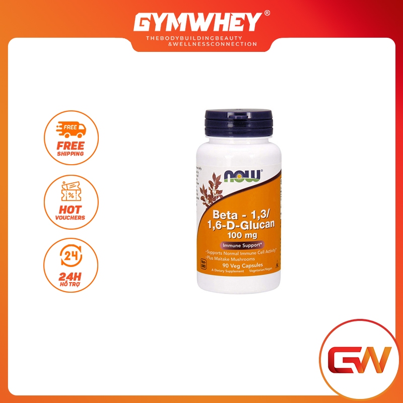 D GLUCAN Tăng Cường Hệ Miễn Dịch Cho Cơ Thể Now Beta 1,3/1,6-D-Glucan 100mg (90 Viên)