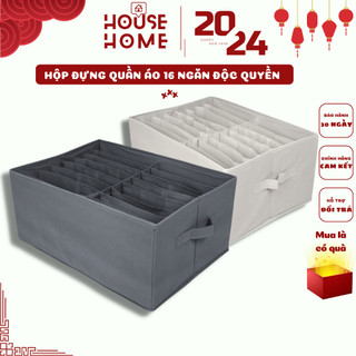Hộp đựng quần áo hộp vải đựng quần áo chia 16 ngăn cứng cáp gấp gọn thông minh tiện lợi -HousetoHome