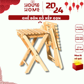Ghế Gỗ Mini Gấp Xếp Gọn Tiện Dụng Đi Du Lịch, Dã Ngoại, Câu Cá Đa Năng, Gỗ Thông Chống Mối Mọt Cong Vênh - HousetoHome
