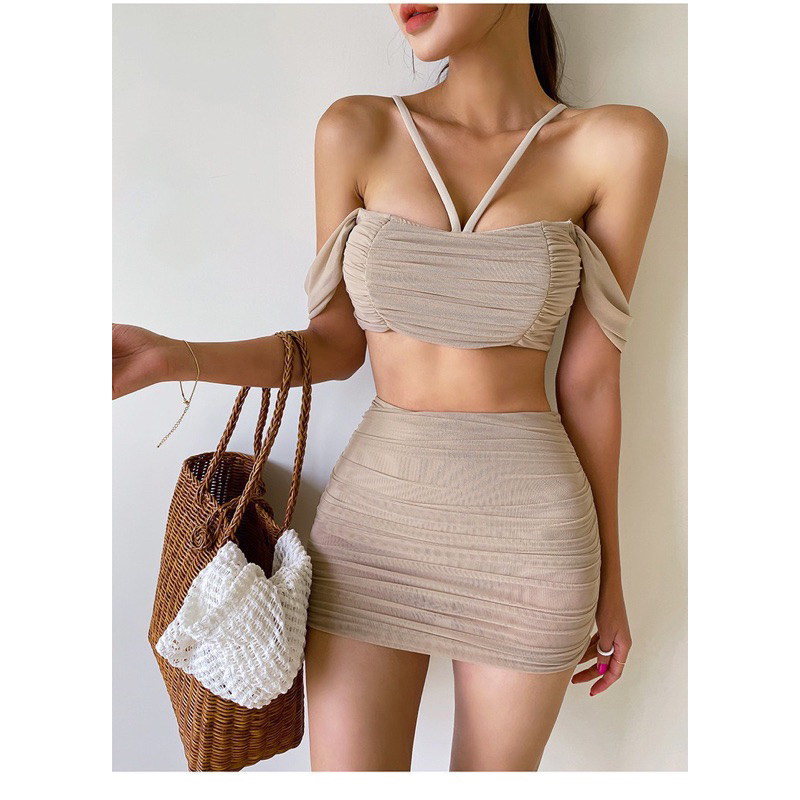 [ ảnh thật ] bikini hottren 2024 , đồ bơi đi biển 2 chi tiết áo trễ vai kèm zip nhún lưới qccc dành cho nữ by mộc bikini | BigBuy360 - bigbuy360.vn