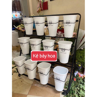 Kệ trưng bày hoa 3 tầng 12 xô chữ kệ bày hoa mica 3 tầng kệ chưng hoa gấp gọn tiện lợi có bánh xe dễ dàng tháo lắp