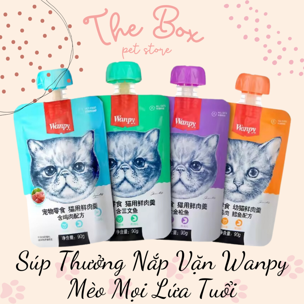 Súp Thưởng Nắp Vặn Wanpy Mèo Mọi Lứa Tuổi