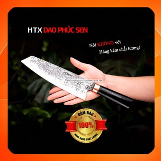 Dao Thái Thịt Thép Nhíp Chống Dính, Siêu Sắc Bén Cán Mun Cao Cấp HTX DAO PHÚC SEN, Dao Thái Đa Năng Rèn Thủ Công N16TMDD