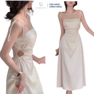 Đầm lụa hai dây khoét eo chất lụa mango cao cấp đầm dự tiệc sang trọng-DH STUDIO