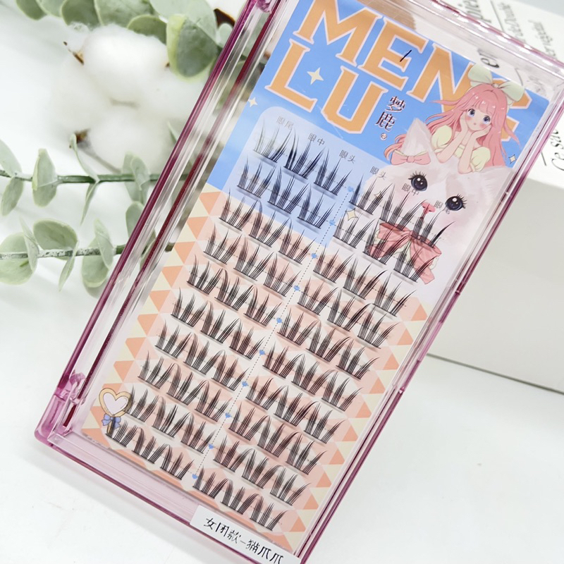 Lông Mi Giả Tách Sợi Phong Cách Mi Vuốt Mèo, Mi Cụm H3 Mỏng Nhẹ Tự Nhiên