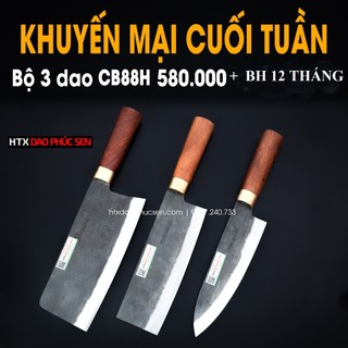 Dao Phúc Sen Bộ Dao Bếp nhíp xe rèn thủ công CB88H / HTX DAO PHÚC SEN