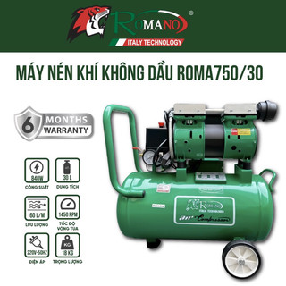 MÁY NÉN KHÍ ÊM KHÔNG DẦU 30L 1HP ROMANO RM-750 MỚI 100%