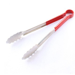 Kẹp gắp thức ăn, đồ chiên nóng inox cán đỏ