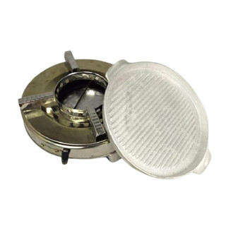 Bếp Cồn Mini Inox Nướng Bằng Cồn Khô Chắn Gió Và Chảo Gang, Ăn Nướng Tại Nhà Dã Ngoại Du Lịch Tiện Dụng