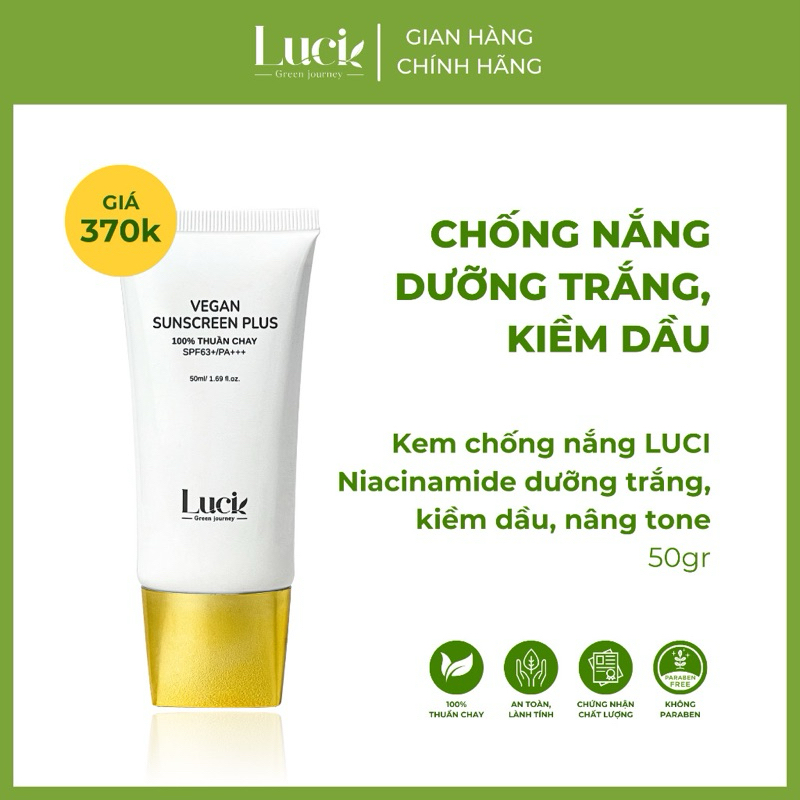 Kem chống Nắng Luci thuần chay 50ml + tẩy trang .....