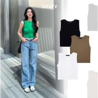 Áo thun tank lửng trơn sát nách cổ tròn URATV