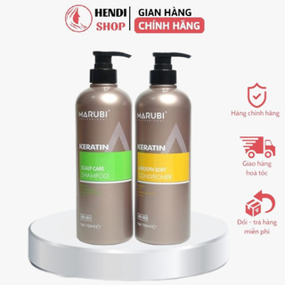 Cặp dầu gội xả marubi keratin 750ml | giảm rụng tóc, phục hồi tóc khô xơ, hư tổn