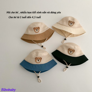Mũ cho bé, mũ nón vành hình gấu vải cotton thoáng khí cho bé từ 1 tuổi đến 4 tuổi
