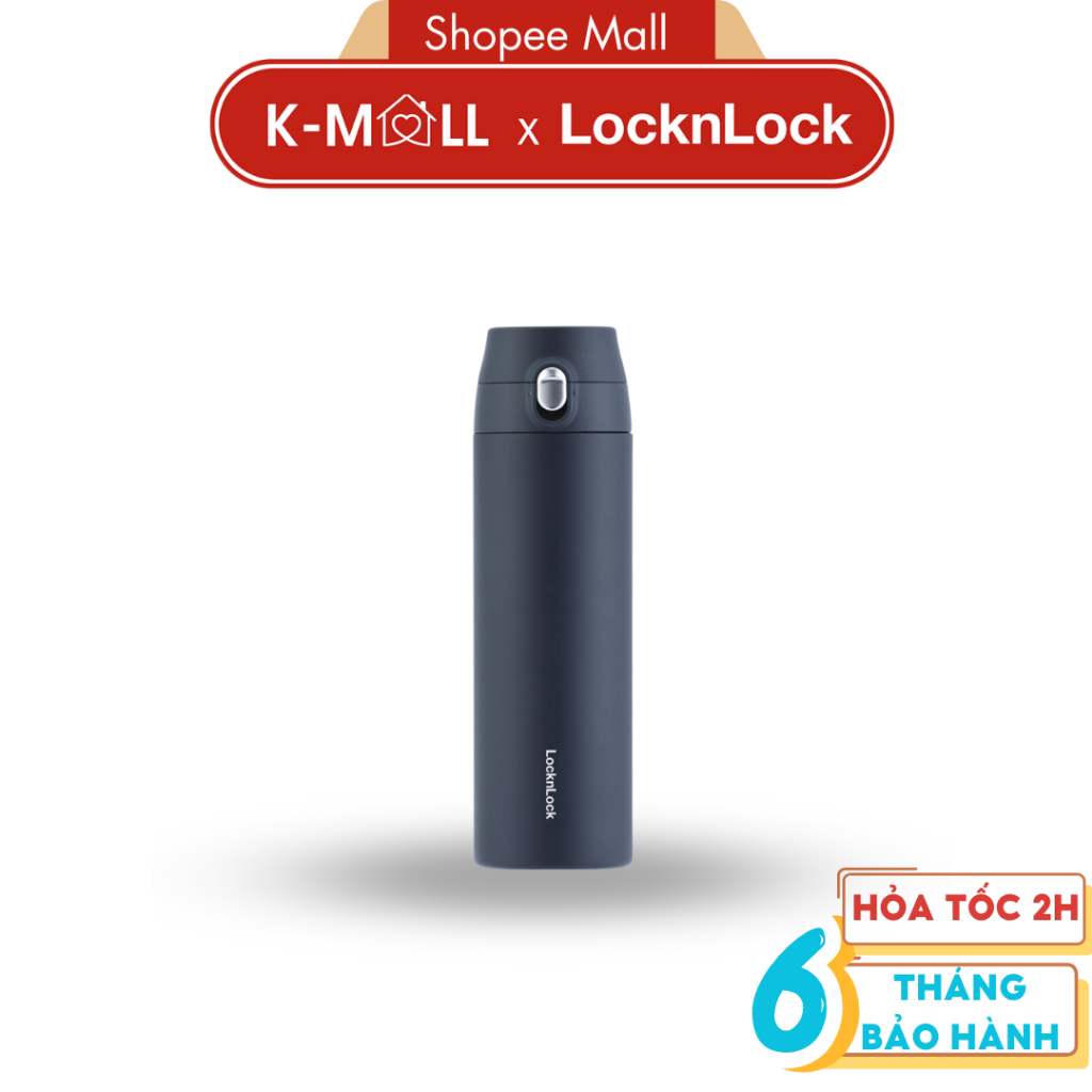 Bình giữ nhiệt LocknLock 500ml Featherlight One Touch LHC3257 Màu Xanh Navy - Hàng Chính Hãng, mở nắp một chạm - K-MALL