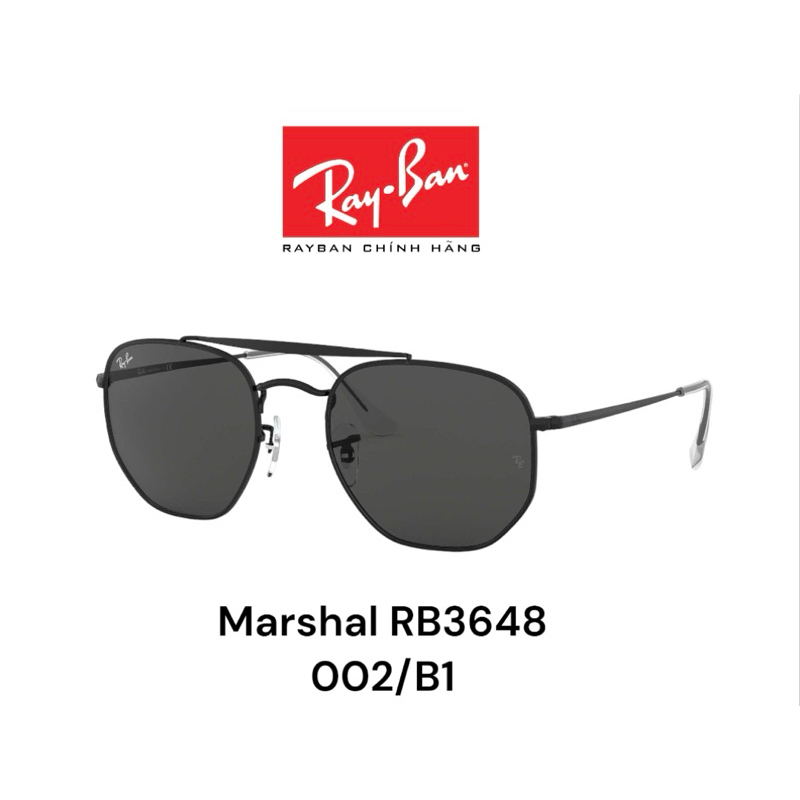 [Chính hãng] Kính RayBan Marshal RB3648 002/B1 chống tia Uv, Kính mát RayBan Nam Nữ ELEGANCE SHOP