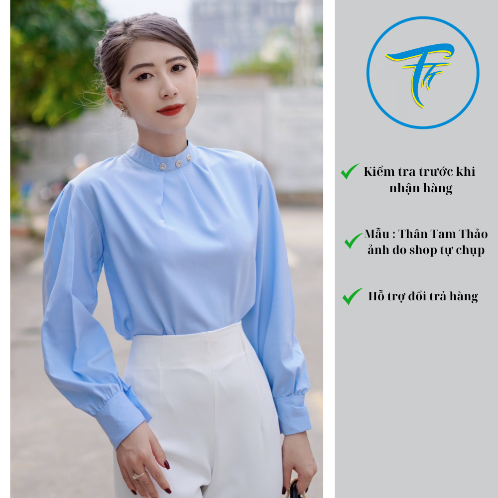 Áo sơ mi nữ form rộng dài tay kiểu công sở đẹp 4YOUNG A27