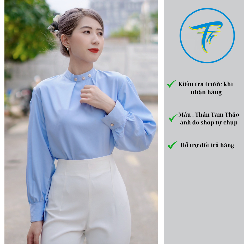 Áo sơ mi nữ form rộng dài tay kiểu công sở đẹp 4YOUNG A27