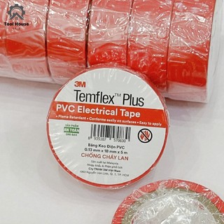 Băng keo cách điện 3M PVC Temflex Plus 3M chống cháy lan 18mmx5m màu đỏ