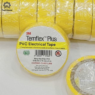 Băng keo cách điện 3M PVC Temflex Plus 3M chống cháy lan 18mmx5m màu vàng