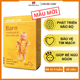 Dầu cá kim cương LIFELINE CARE BARN bổ sung Omega 3, Vitamin D3 cho bé từ 4 tuần tuổi nội địa Na Uy - hộp 30 viên