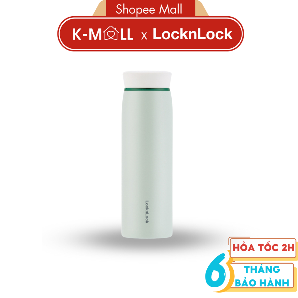 Bình giữ nhiệt LocknLock Feather Light Ring 460ml LHC4244 Màu Xanh Mint - Hàng Chính Hãng có khay lưới lọc trà - K-MALL
