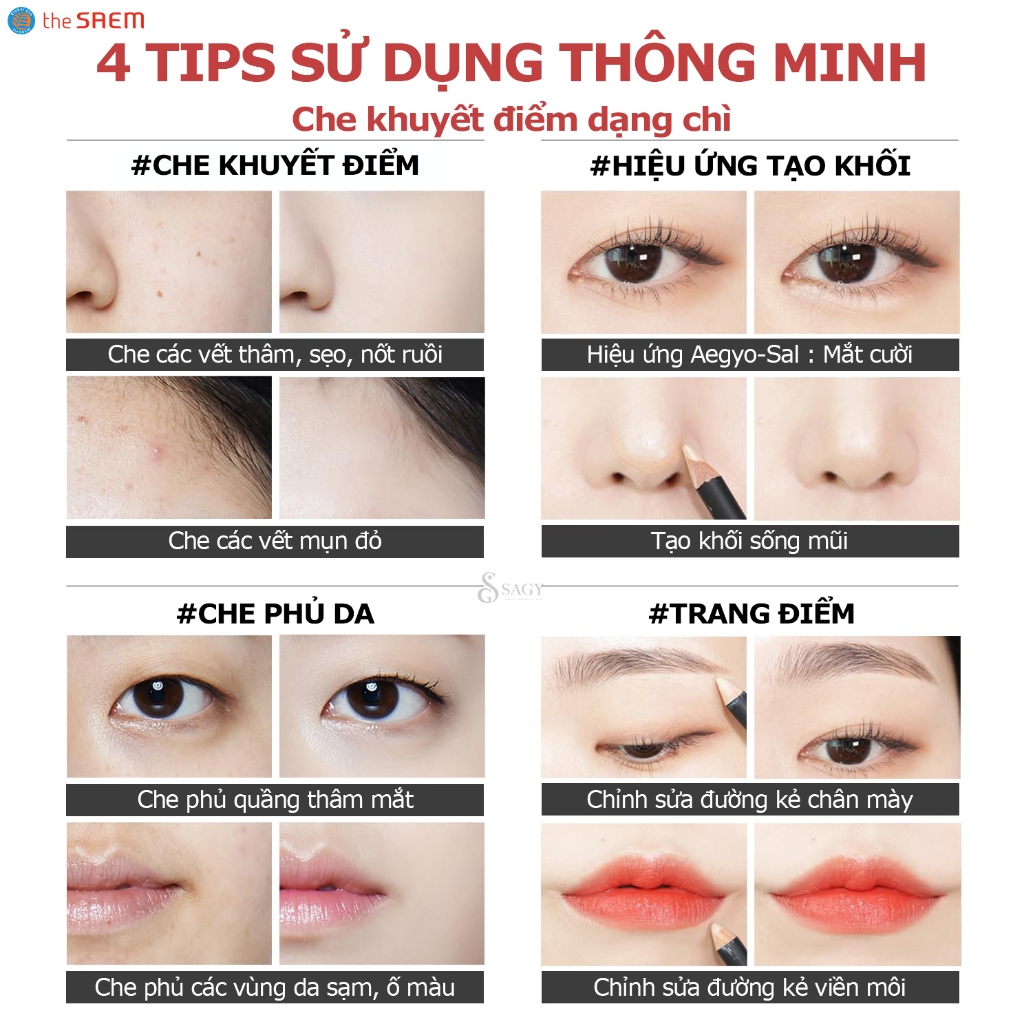 (Kèm Gọt) Chì Che Khuyết Điểm THE SAEM Cover Perfection Concealer Pencil CKĐ Đủ Màu Tiện Lợi Sử Dụng