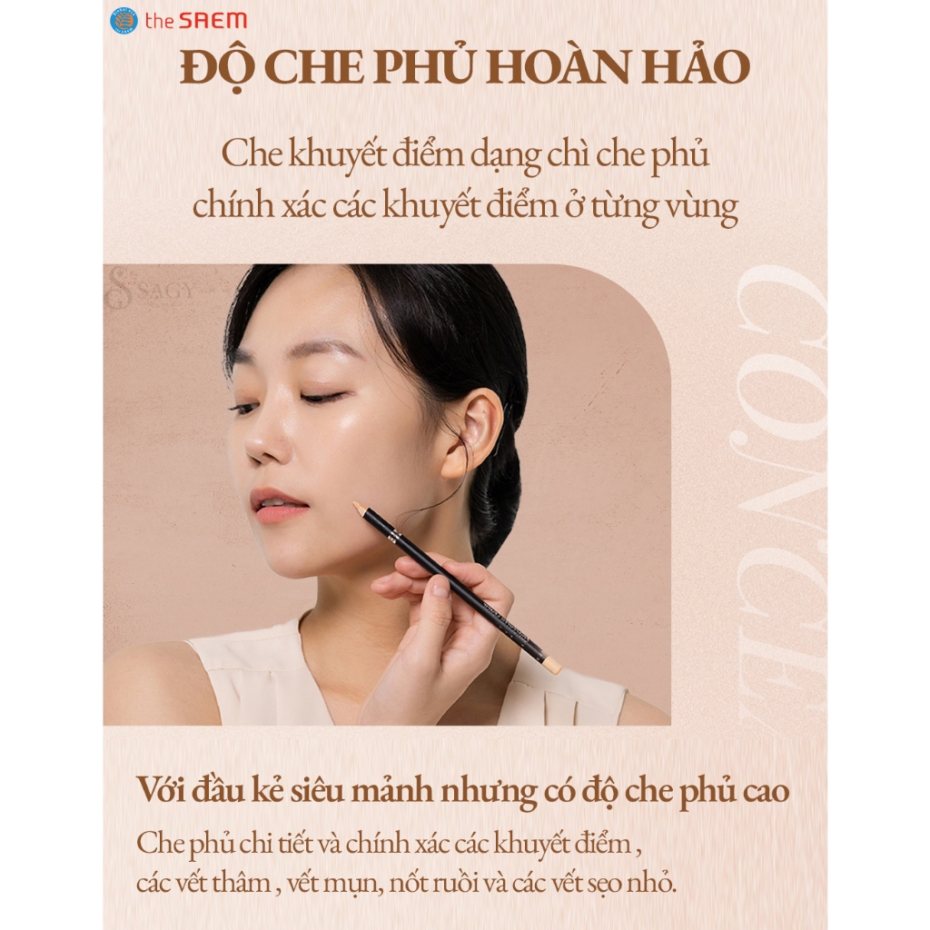 (Kèm Gọt) Chì Che Khuyết Điểm THE SAEM Cover Perfection Concealer Pencil CKĐ Đủ Màu Tiện Lợi Sử Dụng