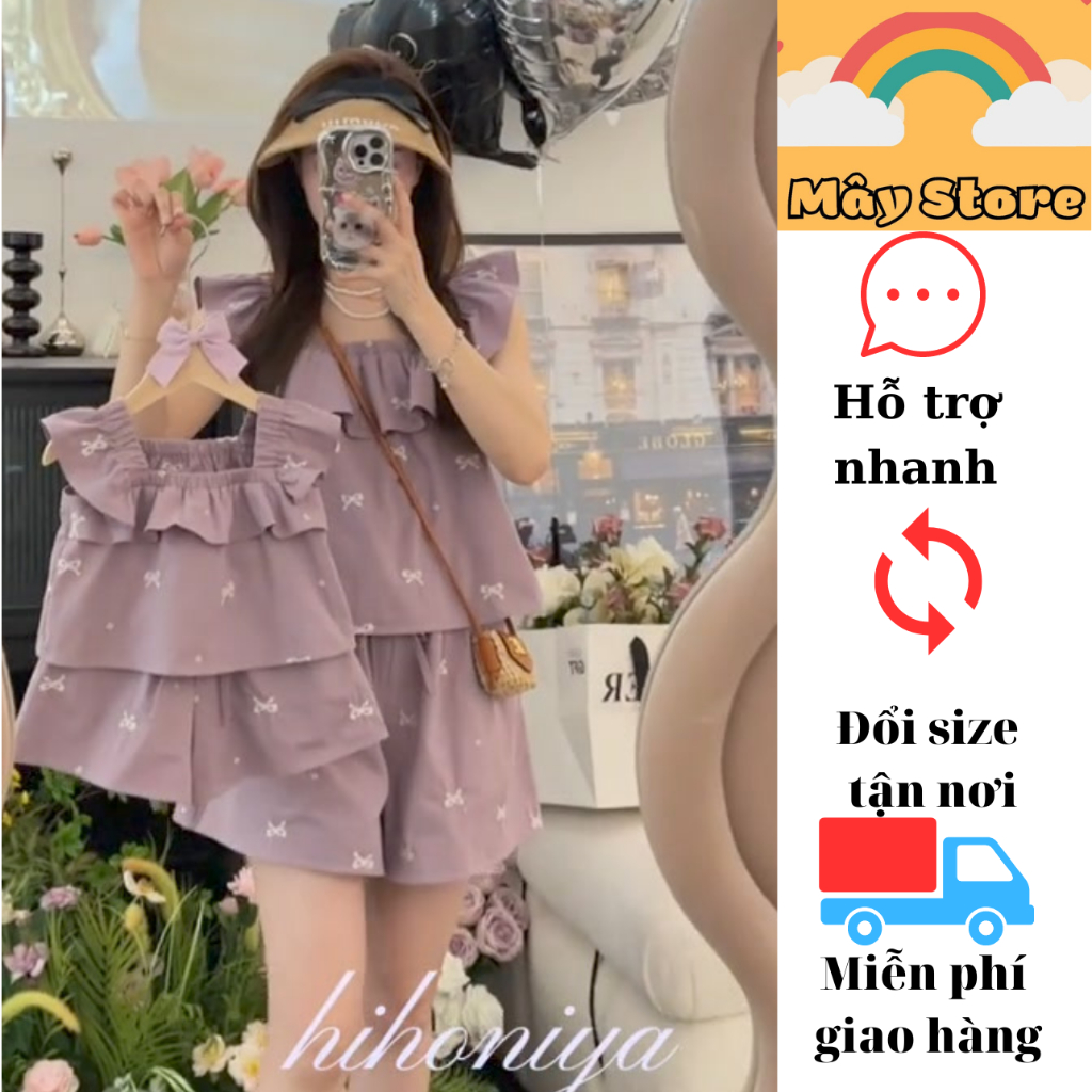 [MAY KID] Set tím đồ đôi mẹ bé ( ảnh thật )