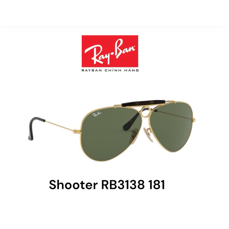 [Chính hãng] Kính RayBan Shooter RB3138 181 Green chống tia Uv, Kính mát RayBan Nam Nữ ELEGANCE SHOP