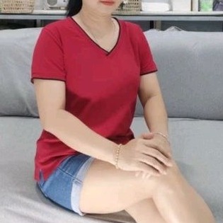 TPA75,TPA75-1 (Bảng Màu 1) Áo Thun Nữ Cổ Tim Viền Nhỏ Cotton Bigsize Vnxk TuyenPhan Bigsize