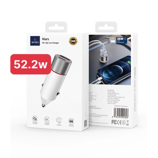 Tẩu sạc nhanh dùng trên xe oto wiwu mars pd car charger 52.2w wi-qc022, hỗ trợ sạc nhanh 52.2w, 2 cổng typec + usb
