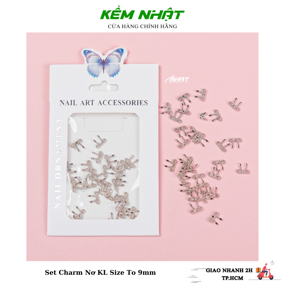Set Charm Nơ Kim Loại 2024 Đính Móng