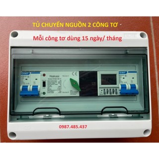 Tủ chuyển nguồn ats tự động - Tủ chuyển nguồn ats 2P 100A chuyển nguồn điện 2 công tơ mỗi cái dùng 15 ngày một tháng
