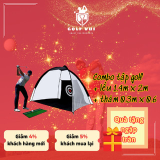 Combo lều golf 1.4m x 2m + thảm 0.3m x 0.6m + tặng kèm 3 bóng xốp + 2 tee