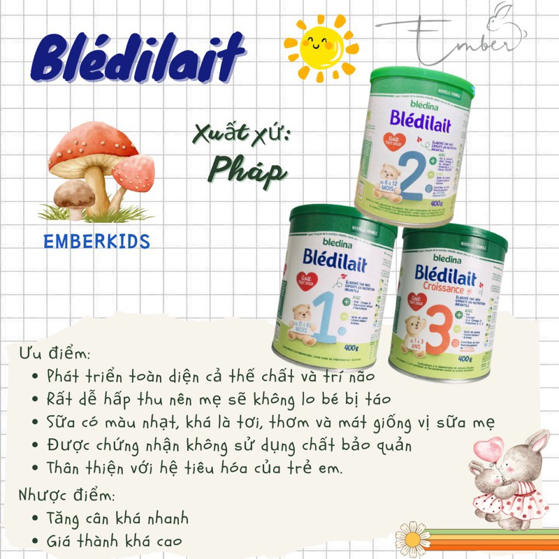 {Emberkids}[Date mới] Sữa bột Bledilait Bledina đủ số 900g - Hàng Pháp