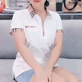 TPA9521/TPA8521(L-7XL) Áo Thun Cotton Nữ Cổ Bẻ, Ao Thun Nữ Cổ Trụ Phối Sọc Caro Bigsize TuyềnPhan