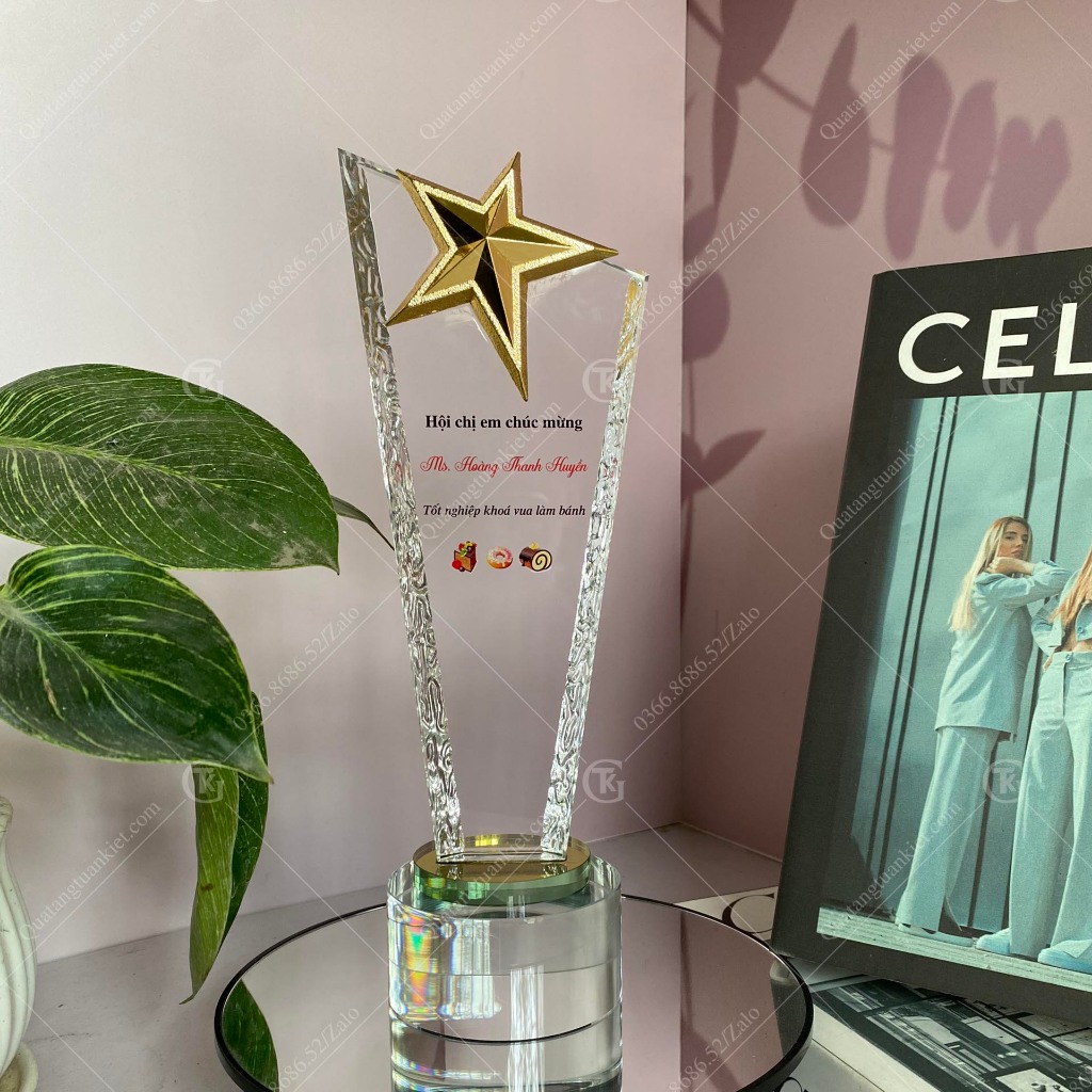 Cúp pha lê sao vát đế tròn