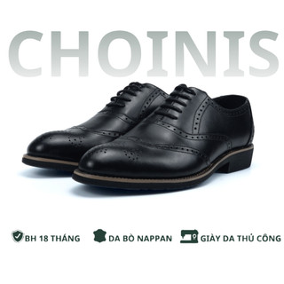 Giày tây oxfords buộc dây da bò thử lửa đế 2 lớp thanh lịch CHOINIS khâu đế chắc chắn size 38 đến 44