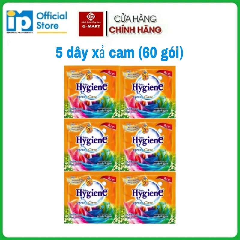 (5 dây xả hygiene màu Cam), Combo 60 gói nước xả vải Hygiene Thái Lan màu Cam