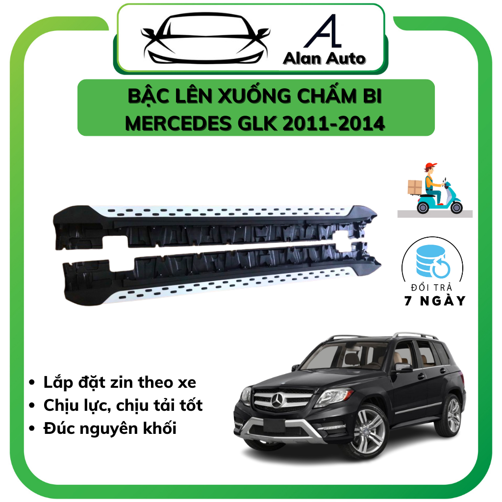Bậc lên xuống xe Mercedes GLK 2010-2014, Mẫu chấm bi chuẩn hãng. Chắc chắn bền bỉ