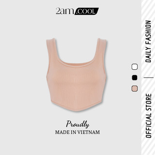 Áo croptop 2 dây bảng to vạt nhọn sọc gân chất liệu cotton dày dặn 2am