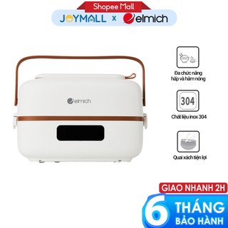 Hộp cơm cắm điện Elmich 1.2L ELE-8514, Hàng chính hãng, 2 tầng 3 ngăn, ngăn riêng đựng muỗng đũa - JoyMall