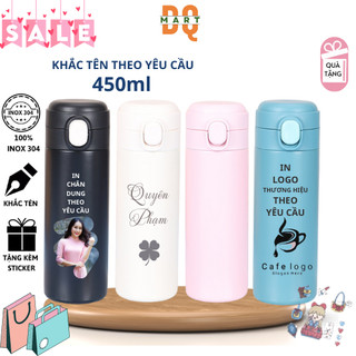 Ly giữ nhiệt bản nguyên 450ml giữ nhiệt 12h, bình giữ nhiệt gấu dâu, inox 304 450ml - dqmart