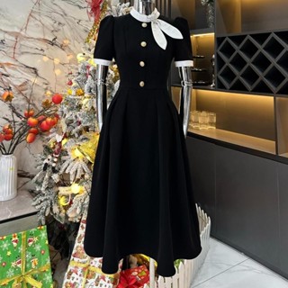 váy thiết kế cao cấp dáng dài thanh lịch, đầm phối nơ tai thỏ phù hợp đi chơi, đi làm, du lịch hẹn hò